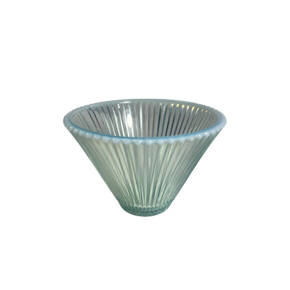 Vintage Vertical Ribbed Flared Bowl Opalescent MCM - Picture 9 of 15